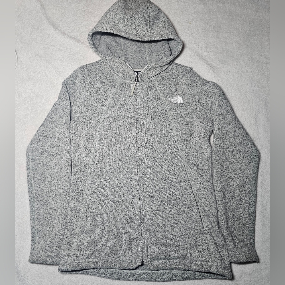North Face Womens Heather Gray Hoodie Full Zip Fleece Jacket Size S